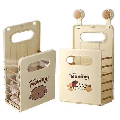 Suction Cup Foldable Laundry Basket, Hollow Out with Handle Dirty Clothes Storage Bins