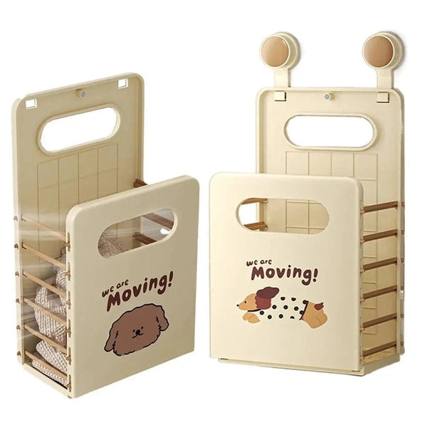 Suction Cup Foldable Laundry Basket, Hollow Out with Handle Dirty Clothes Storage Bins