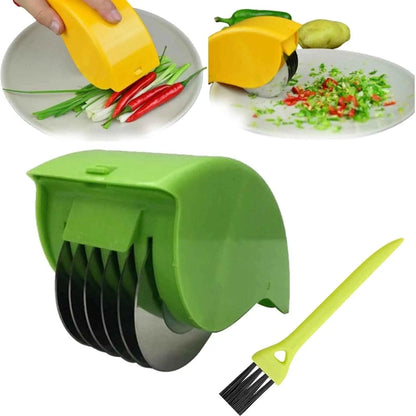 Parsley Chopper Roller, Manual Scallion Cutter with 6 Stainless Steel Blades