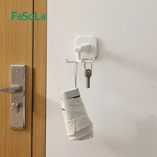 360 Degrees Rotating Folding Hook Kitchen Utensil Rack, Self-Adhesive Storage Holder