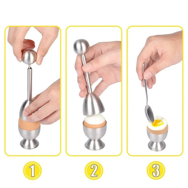 Egg Shell Opener, Stainless Steel Egg Cup Holder