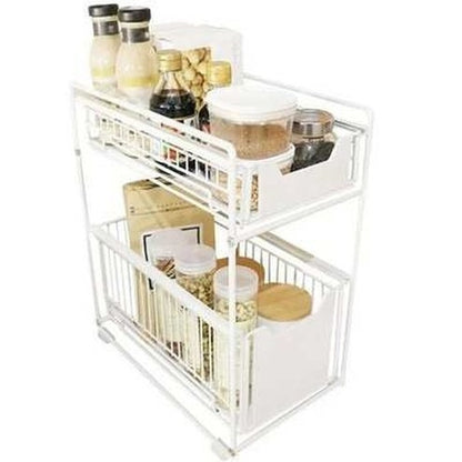 Sliding Storage Drawer 2 Tier Multifunctional Basket