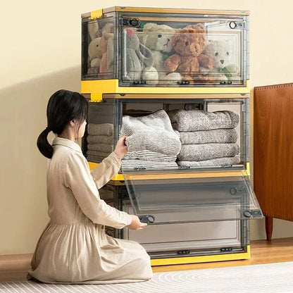 Foldable Storage Trunk, Open Storage Box, Transparent Storage Box, Home Wardrobe Clothes Organizer