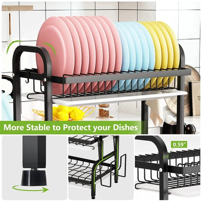 3 Tier Dish Drying Rack with Tray Utensil Holder, with Cutting Board Holder