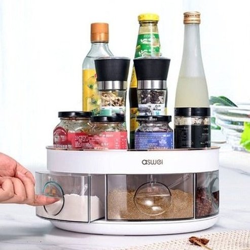 plastic round rotating spice organizer rack seasoning storage rack rotating organizer round shelf spice tray. kitchen organizers. type: spice organizers.