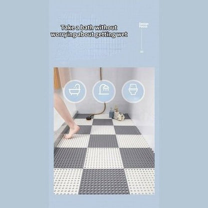 1 Pack Interlocking Non Slip Drainage Floor Tiles, 11.8 X 11.8 Inch Soft PVC Bath Shower Floor Mat with Suctions Cups. Bathroom Accessories: Bath Mats & Rugs.