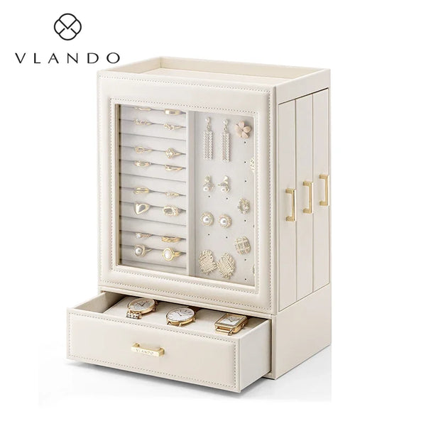 Luxury Leather Jewelry Organizer with Drawers