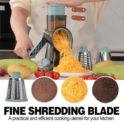 3 in 1 Rotary Cheese Grater, Versatile Manual Vegetable Slicer