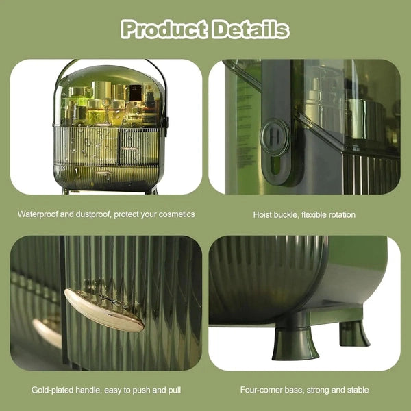 Portable Makeup Organizer with Dustproof Lid