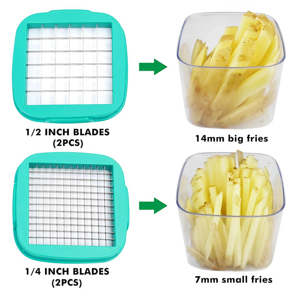 Multifunctional Vegetable Chopper, French Fries Cutter with Push Plate