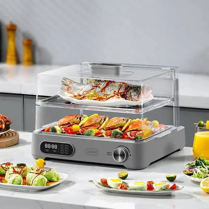 220V Foldable Electric Food Steamers with Large Capacity and Multi-Layer Design