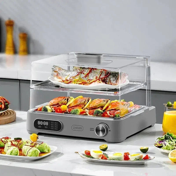 220V Foldable Electric Food Steamers with Large Capacity and Multi-Layer Design