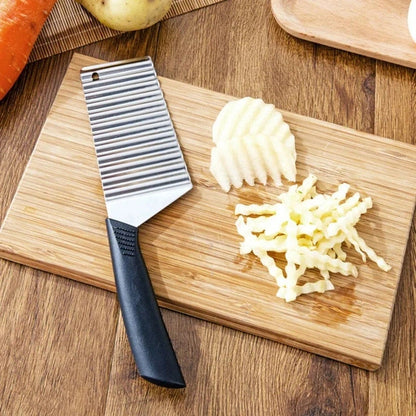 Stainless Steel Potato Chip Slicer Dough Vegetable Fruit Crinkle Wavy Slicer Knife