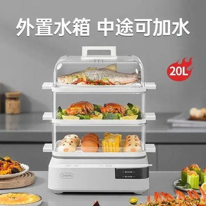 220V Foldable Electric Food Steamers with Large Capacity and Multi-Layer Design
