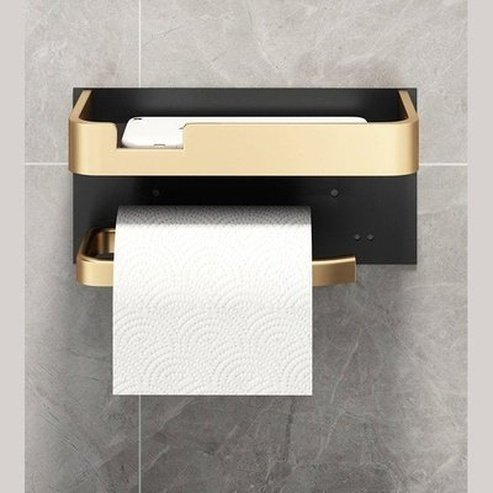 drill-free toilet paper holder with aluminum shelf. toilet tissue dispenser no drill toilet paper hanger bathroom accessories. type: toilet paper holders