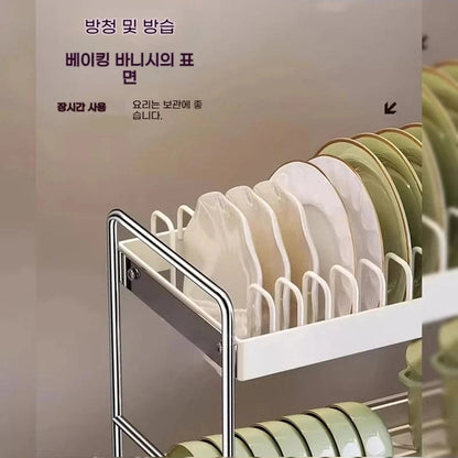 2 Tiers Drainer Of Stainless Steel Dishes Storage Sink Draining Rack