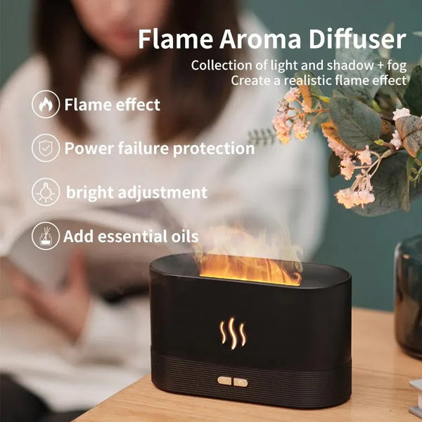 Flame Essential Oil Diffuser – 7 Color-Changing Effects