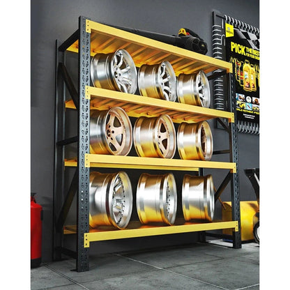 Black and Yellow Shelves, Warehouse Commercial Balcony Storage Shelves