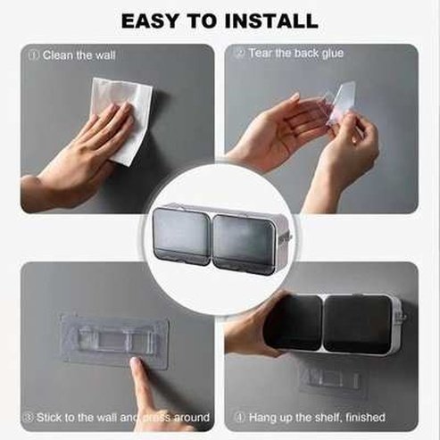 Self-Adhesive Plastic Soap Box Storage Holder