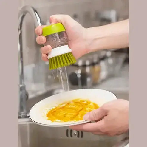 Self-Dispensing Kitchen Scrub Brush with Container
