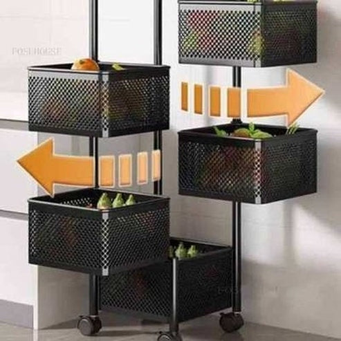 Multipurpose Rotating Kitchen Trolley with Wheels