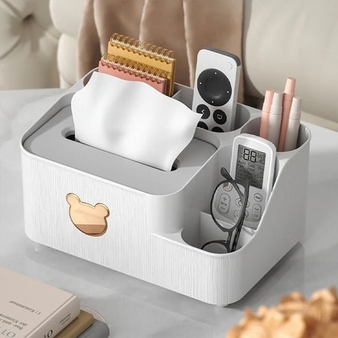 Multifunctional Tissue Box Holder with Phone Stand | Desktop Organizer
