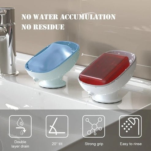 Super Suction Portable Self-Draining Soap Dish for Bathroom