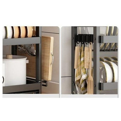 Multi-functional Pantry Kitchen Counter Shelf Organizer Dish Drainer Tableware Drainboard Bowl Plate Drying Rack Spice Storage. Type: Dish Racks & Drain Boards