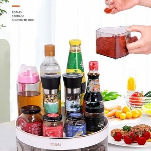 plastic round rotating spice organizer rack seasoning storage rack rotating organizer round shelf spice tray. kitchen organizers. type: spice organizers.