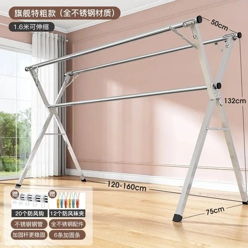 48337784865112Telescopic Stainless Steel Drying Rack for Indoor & Outdoor Use