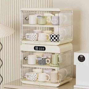Exhibit a sophisticated Modern Display Dish Rack in your living room or hallway, a luxurious arched sideboard completing the look