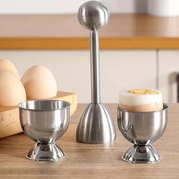 Egg Shell Opener, Stainless Steel Egg Cup Holder