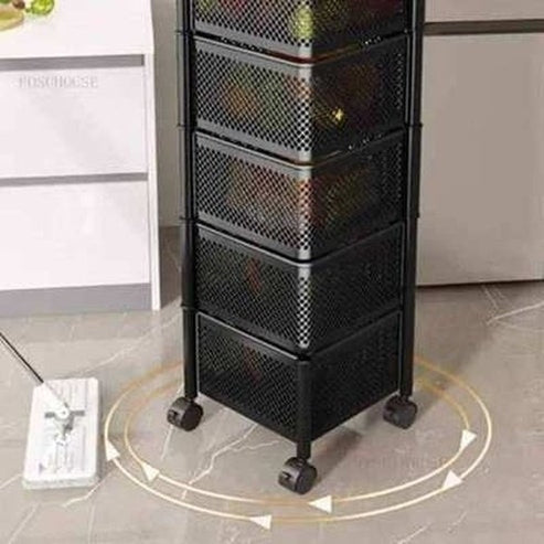 Multipurpose Rotating Kitchen Trolley with Wheels