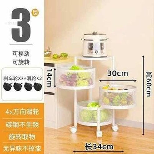 Multipurpose Rotating Kitchen Trolley with Wheels