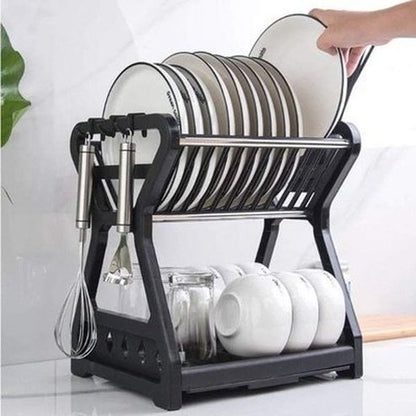 Double Layer Countertop Dish Drying Storage Rack