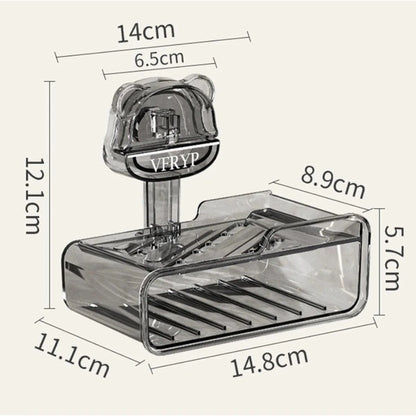 Suction Cup Punch-free Bear Soap Box, Wall-mounted Household Toilet Soap Storage Rack