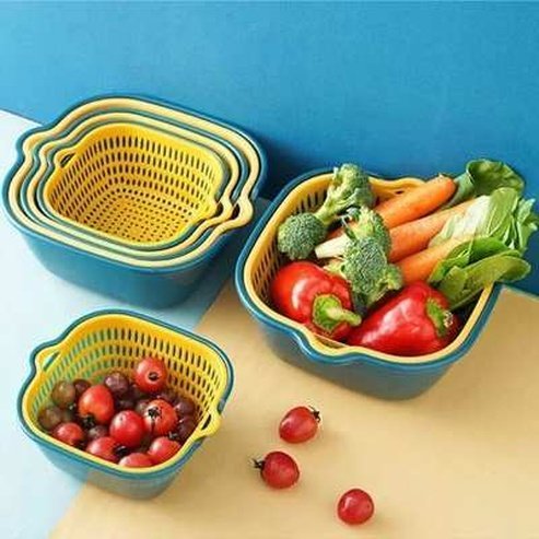 2 Layer Vegetable Washing Drain Basket