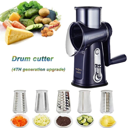 Rotary Cheese Grater Shredder, Round Mandoline Slicer with Handle