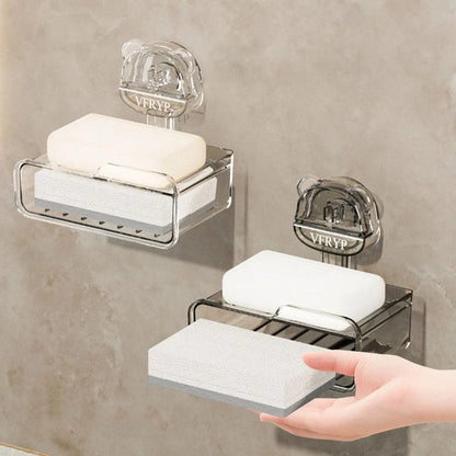 Suction Cup Punch-free Bear Soap Box, Wall-mounted Household Toilet Soap Storage Rack