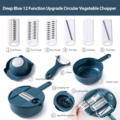 Kitchen Multi-functional Nine-in-one Vegetable Cutter 12-piece