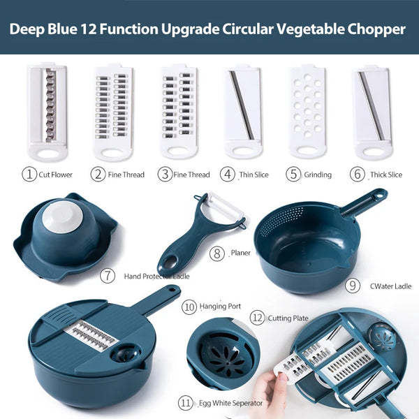 Kitchen Multi-functional Nine-in-one Vegetable Cutter 12-piece
