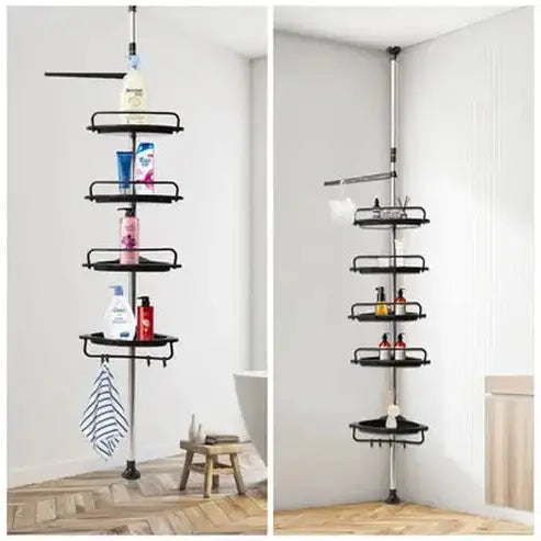 Shower Corner Adjustable Shelves with Tension Pole