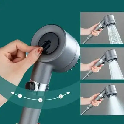 Shower head with high pressure filter and 3 modes