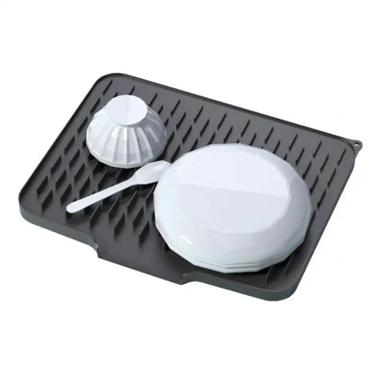 Silicone Dish Drying Mat Drain Pad Kitchen Pans Tableware Coaster Glasses