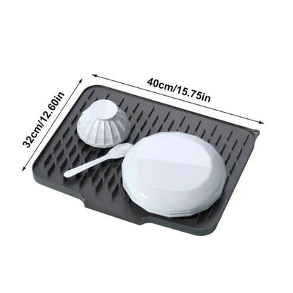 Silicone Dish Drying Mat Drain Pad Kitchen Pans Tableware Coaster Glasses
