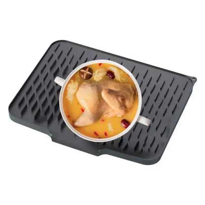 Silicone Dish Drying Mat Drain Pad Kitchen Pans Tableware Coaster Glasses