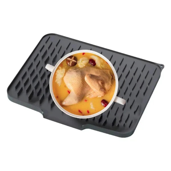 Silicone Dish Drying Mat Drain Pad Kitchen Pans Tableware Coaster Glasses