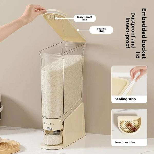 Slim Sealed Rice Container – Insect-Proof, Moisture-Proof Plastic Dispenser