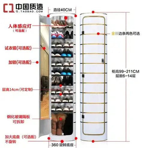 Smart Rotating Shoe Cabinet for Space-Saving Sterilized Storage