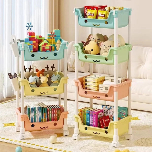 Snack Storage Rack, Toys Storage Trolley, Rolling Movable Large Capacity Shelf